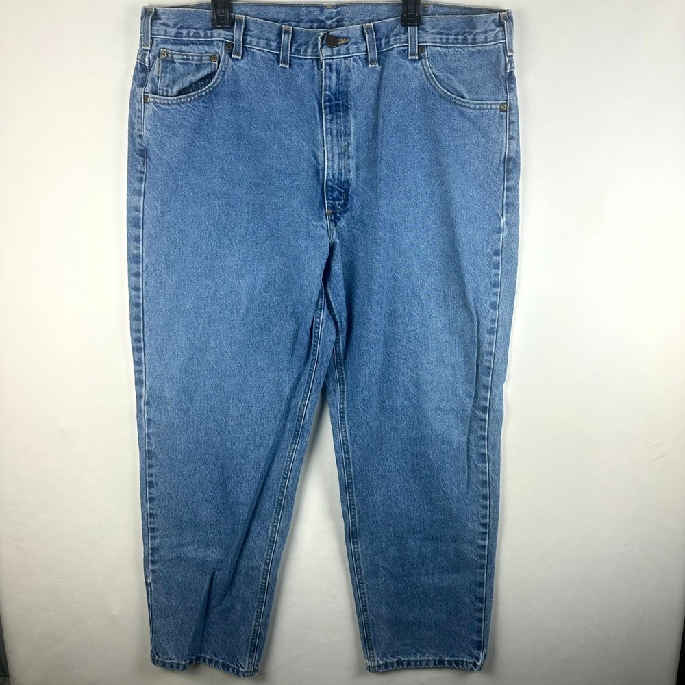 Carhartt Jeans Men's 44x30 Blue Denim Medium Wash Straight Work‎ Jeans B17